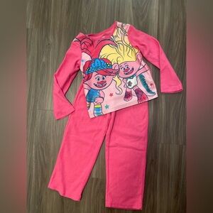 Trolls hot Pink toddler girls fleece two piece pajama set size XS 4/5